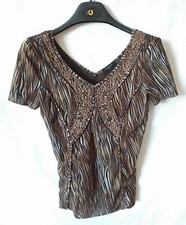 Sonia Fortuna Firenze Top T-shirt donna elastico manica corta stampa animalier