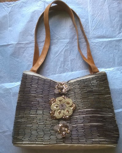 Borsa donna con fiori perline