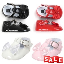 Scarpe culla neonata bambina pelle verniciata Mary Janes bambino fiocco scarpe 0-18