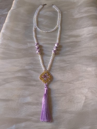 Long necklace pearls handmade - ,