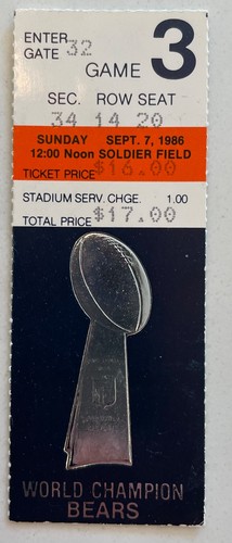 1986 chicago bears - chicago, stub