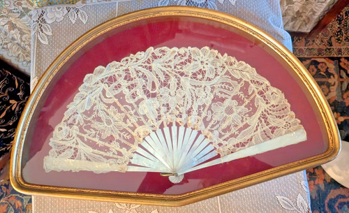 Antico ventaglio mano pizzo - a,