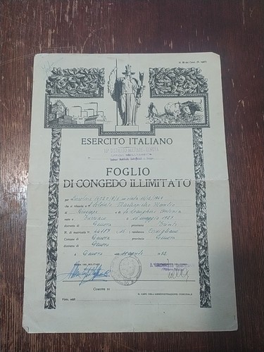 Foglio congedo illimitato - di,