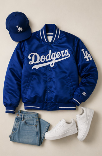 Dodgers navy satin varsity - dodgers,