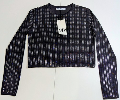 Crop top zara nero con - top,