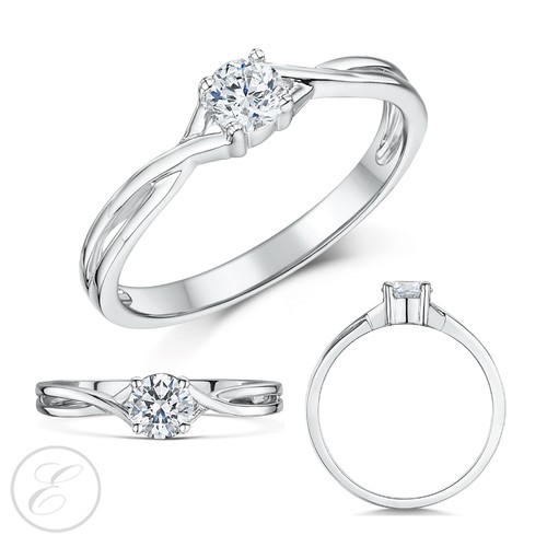 Anello solitaire oro - oro, bianco