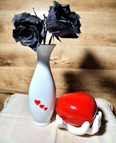 Vaso fiori cuore rosso - , vintage
