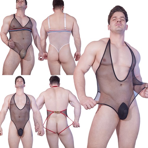Body uomo maglia trasparente - body,