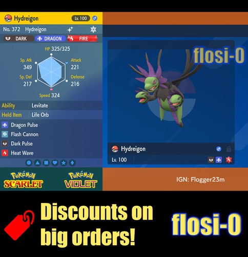6iv shiny hydreigon pokemon - 6iv,