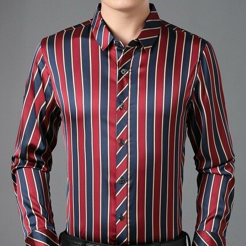 Uomo raso righe camicia - raso,