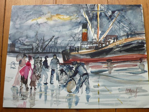 Marine port aquarelle sur - port,
