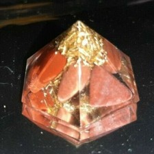 Piramide ORGONITE 1 CHAKRA DIASPRO ROSSO Energia Quarzo orgone tower buster yoga