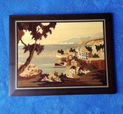 Paesaggio intarsiato legno