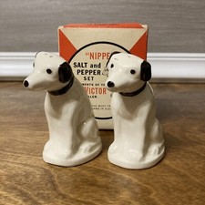 Nipper RCA Victor Salt Pepper Shaker scatola originale nuovo NOS vintage USA