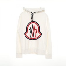 Felpa con cappuccio MONCLER logo cotone bianco #S usata uomo