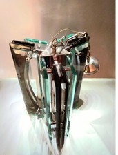 Lampadario Veca Fontana Arte cristallo trasparente fume' anni 70 'tre lucirte