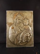 ANTICO BASSORILIEVO IN GESSO MATERNITA' MADONNA CON BAMBINO