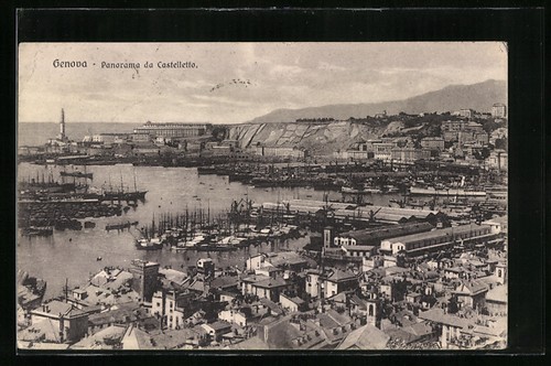 Cartolina genova panorama da - panorama,