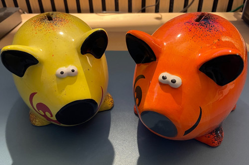 Pair hand painted ceramic - pair,