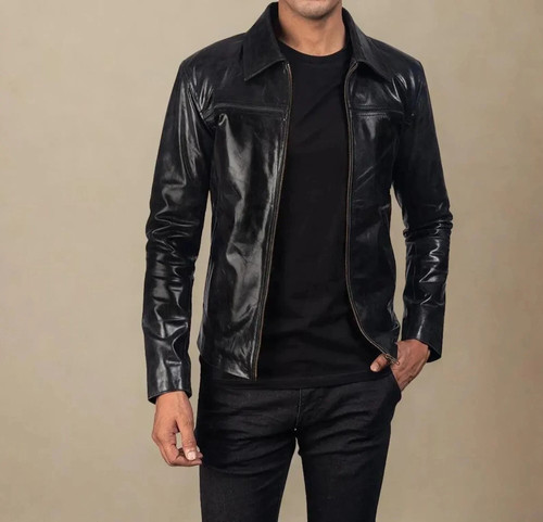 Giacca moto uomo nera vera - giacca,