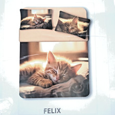 Completo lenzuola copriletto matrimoniale puro cotone stampa digitale Gattini