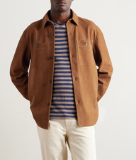 Giacca camicia pelle marrone