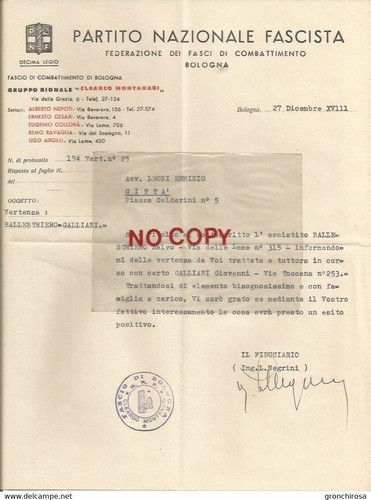 Bologna 1940 partito - 27.12.1940,