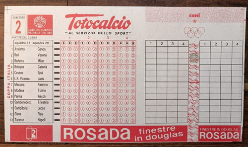 Schedina totocalcio concorso - schedina,
