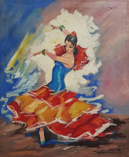 Danseuse flamenco huile - flamenco,,