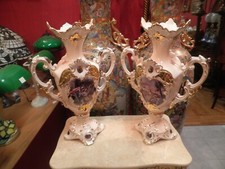 Coppia di vasi in porcellana Stile Barocco Veneziano Avorio & Oro