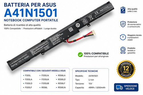 Batteria per asus a41n1501 - batteria,