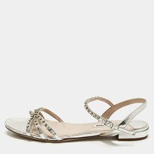 Sandali piatti Miu Miu argento