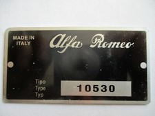 Type Plate Sign ALFA Romeo