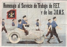 Guerra di Spagna-Falange-Manifesto franchista uso tessera annonaria ( rif. 681 )