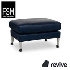 Fsm Clarus Pouf In Pelle Blu