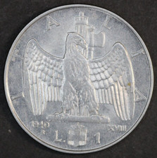 1940 Italy One Lira Coin