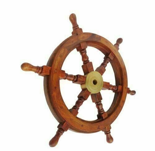 Ruota barca ottone - , legno