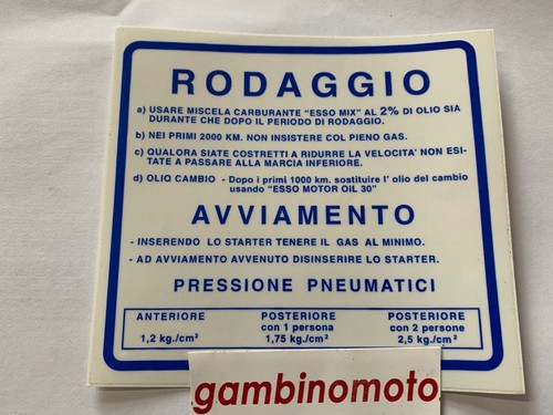 Adesivo rodaggio blu vespa - rodaggio, 2%