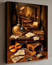 Quadro stile vecchio maestro VANITAS con COA - tela incorniciata 40X30 cm firmato Hitt