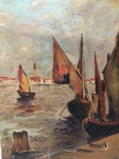 Paesaggio marittimo con barche