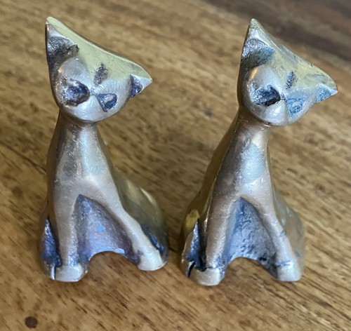 Coppia statuine gatti ottone