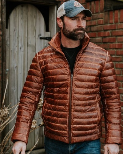 Giacca pelle vera puffer - giacca, di