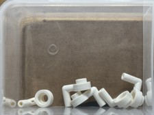 LEGO Parts - Piastra Bianca, Rotonda 1 x 1 Barra Aperta Braccio Giù - N. 3661 - Quantità 5