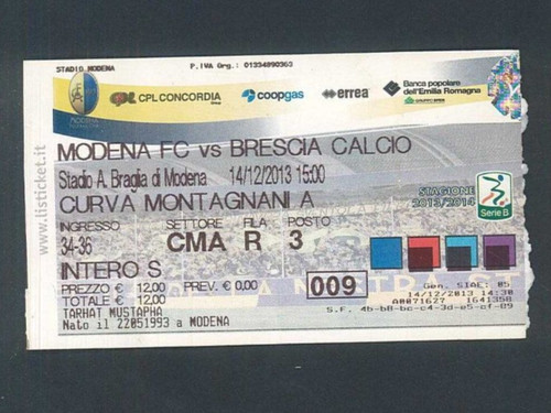 Biglietto calcio campionato - biglietto,