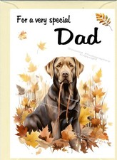 Labrador Cioccolato Cane Biglietto Vuoto (6" x4") "Per PAPÀ" Festa del Papà, Compleanno ecc