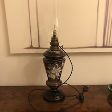 Antiquariato Lampada Antica 1800 Vetro Floreale Kosmos Brenner Raro Arredamento