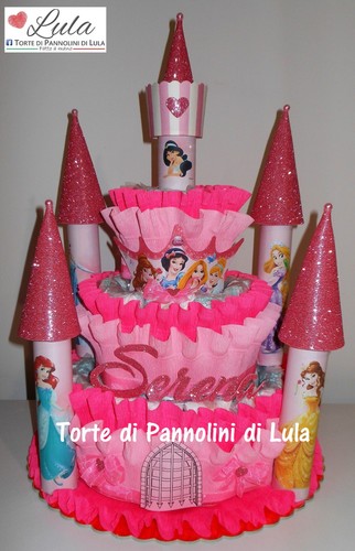 Torta pannolini castello nome - torta,