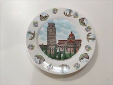 Piatto del buon ricordo in ceramica Pisa Torre Pendente e Abside del Duomo