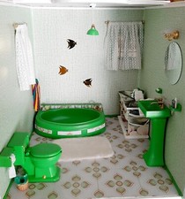 Diorama roombox  bagno per barbie superstar vintage anni 70 -80 scala 1/6 .