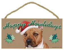 Happy Howlidays Pit Bull Christmas Holiday Cute Dog Sign NEW 5"x10" Plaque 311